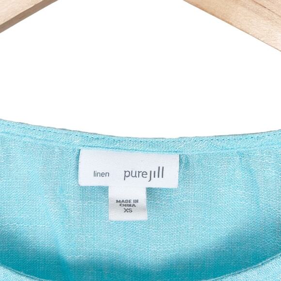 J. Jill Pure Jill Linen Light Blue 3/4 Sleeve Shirt Sz XS - Picture 2 of 5